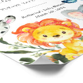 ジャングル動物ベビーシャワー衛生化ステーションの看板 ポスター (角)