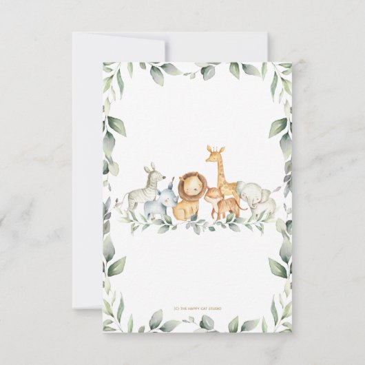 ジャングル動物ママのベリーゲームカードの大きさ 招待状 (裏面)