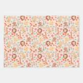 ジャングル動物ラッピング紙フラットシートセット3 ラッピングペーパーシート (正面)