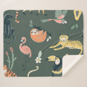 ジャングル動物ヴィンテージ動物相 シェルパブランケット (正面(横))