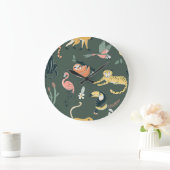 ジャングル動物ヴィンテージ動物相 ラージ壁時計 (ホーム)