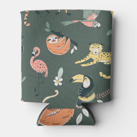 ジャングル動物ヴィンテージ動物相 缶クーラー (正面)