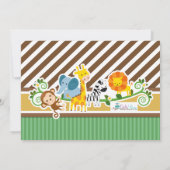 ジャングル動物園のサファリアドベンチャー誕生日写真 招待状 (裏面)