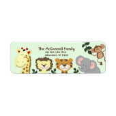 ジャングル動物園のパーティー印刷可能住所 シール (正面)