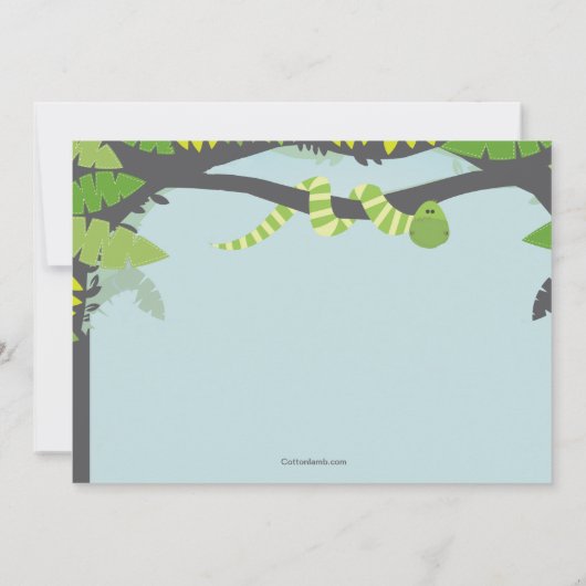 ジャングル動物園の動物の誕生日パーティーへの招待 招待状 (裏面)