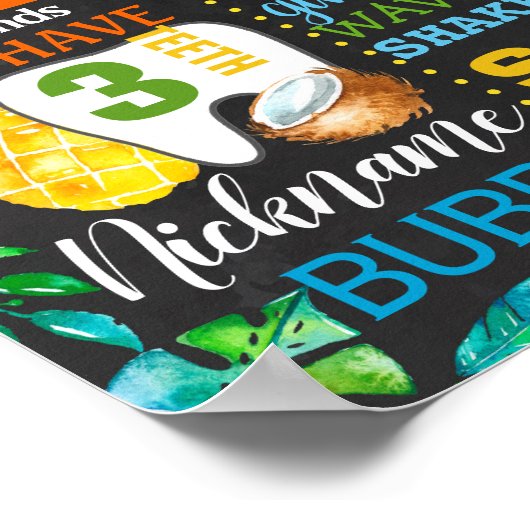 ジャングル動物園の野生動物の誕生日の黒板 ポスター (角)