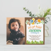 ジャングル動物園アニマルサファリアドベンチャー誕生日写真 招待状 (スタンド正面)