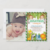 ジャングル動物園アニマルサファリアドベンチャー誕生日写真 招待状 (正面)