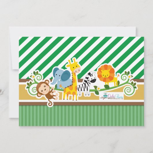 ジャングル動物園アニマルサファリアドベンチャー誕生日写真 招待状 (裏面)