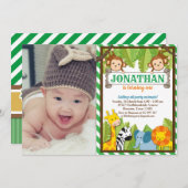 ジャングル動物園サファリアドベンチャー誕生日写真 招待状 (正面/裏面)