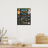 ジャングル動物園サファリ動物最初の誕生日ボード ポスター (キッチン)