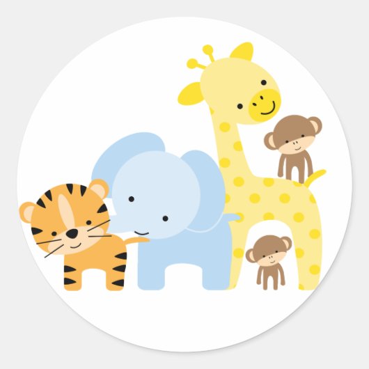 ジャングル動物封筒用シール ラウンドシール (正面)