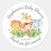 ジャングル動物少年の赤ちゃんシャワーお気に入りステッカー ラウンドシール (正面)
