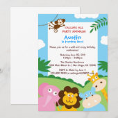 ジャングル動物招待状 招待状 (正面/裏面)