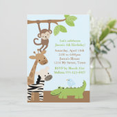 ジャングル動物誕生日 招待状 (スタンド正面)