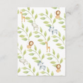 ジャングル動物赤ちゃんシャワーベビーカード帳 エンクロージャーカード (裏面)