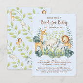 ジャングル動物赤ちゃんシャワーベビーカード帳 エンクロージャーカード (正面/裏面)