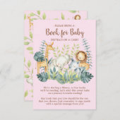 ジャングル動物赤ちゃんシャワーベビーカード帳 エンクロージャーカード (正面/裏面)