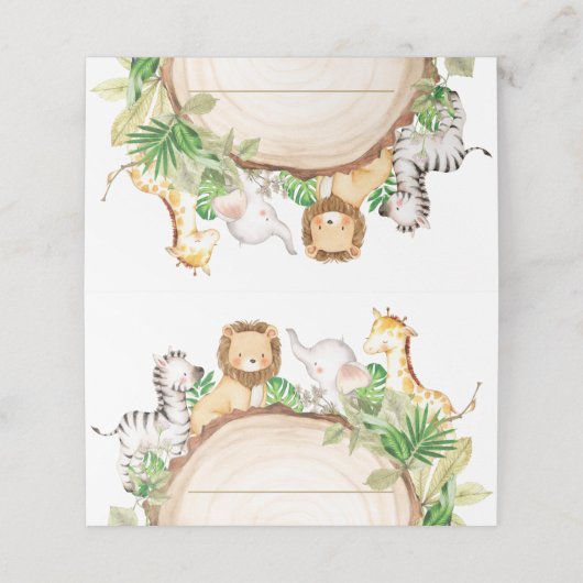 ジャングル動物1st誕生日ベビーシャワー緑 プレイスカード (外部開封)