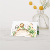 ジャングル動物1st誕生日ベビーシャワー緑 プレイスカード (裏面)