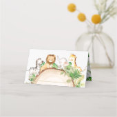 ジャングル動物1st誕生日ベビーシャワー緑 プレイスカード (正面)