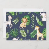 ジャングル動物1st誕生日ワイルドワングリーンフォト 招待状 (裏面)