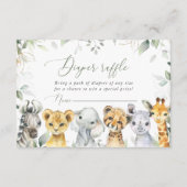 ジャングル動物,サファリ,ワイルドワン,おむつラッフル エンクロージャーカード (正面)