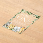 ジャングル動物，サファリ，ワイルドワン，最初の誕生日 アクリル招待状 (レイダウン)