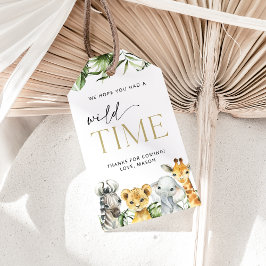 ジャングル動物，サファリ，ワイルドワン，最初の誕生日 ギフトタグ