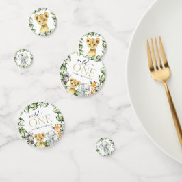 ジャングル動物，サファリ，ワイルドワン，最初の誕生日 コンフェッティ