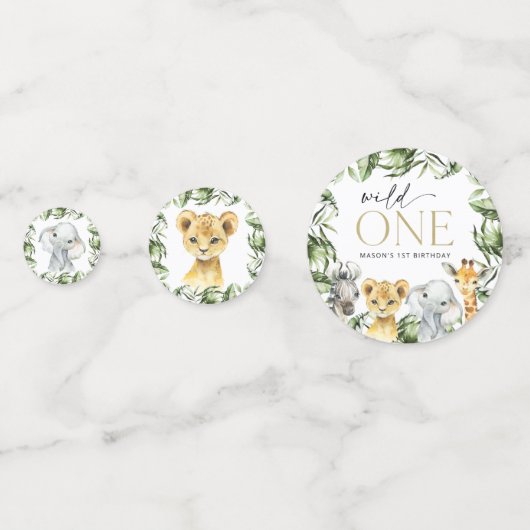 ジャングル動物,サファリ,ワイルドワン,最初の誕生日 コンフェッティ (正面)