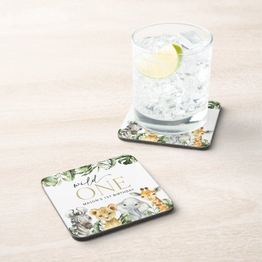 ジャングル動物,サファリ,ワイルドワン,最初の誕生日 コースター (右側)