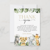 ジャングル動物,サファリ,ワイルドワン,最初の誕生日 サンキューカード (正面)