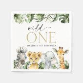 ジャングル動物,サファリ,ワイルドワン,最初の誕生日 スタンダードカクテルナプキン (正面)