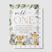 ジャングル動物,サファリ,ワイルドワン,最初の誕生日 ベラム紙招待状 (オフセット (招待状))