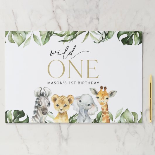 ジャングル動物,サファリ,ワイルドワン,最初の誕生日 ペーパーパッド (インサイチュ)