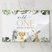 ジャングル動物，サファリ，ワイルドワン，最初の誕生日 ペーパーパッド (折り畳み)