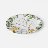 ジャングル動物,サファリ,ワイルドワン,最初の誕生日 ペーパープレート (アングル)