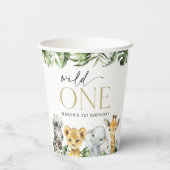 ジャングル動物,サファリ,ワイルドワン,最初の誕生日 紙コップ (裏面)