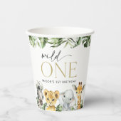 ジャングル動物,サファリ,ワイルドワン,最初の誕生日 紙コップ (正面)