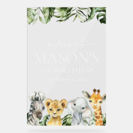 ジャングル動物，サファリ，ワイルドワン，誕生日歓迎 アクリルサイン