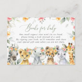 ジャングル動物，サファリ，花，ベビー用の本 エンクロージャーカード (正面)