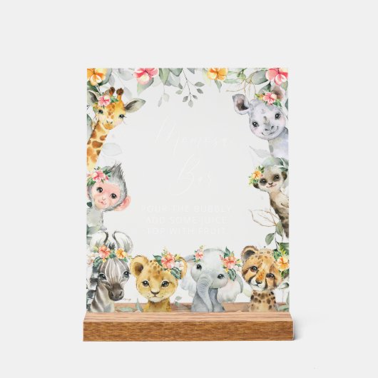 ジャングル動物,サファリ,花,モモザバー アクリルサイン (正面)