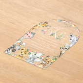 ジャングル動物,サファリ,花,最初の誕生日 アクリル招待状 (レイダウン)