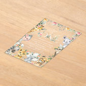 ジャングル動物,サファリ,花,最初の誕生日 アクリル招待状 (レイダウン)