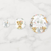 ジャングル動物,サファリ,花,最初の誕生日 コンフェッティ (正面)