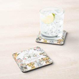 ジャングル動物，サファリ，花，最初の誕生日 コースター