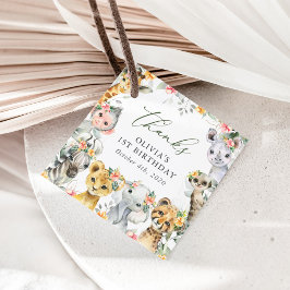 ジャングル動物，サファリ，花，最初の誕生日 フェイバータグ