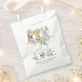 ジャングル動物，サファリ，花，最初の誕生日 フェイバーバッグ