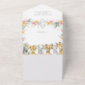 ジャングル動物,サファリ,花,赤ちゃんシャワー オールインワン招待状 (外側)